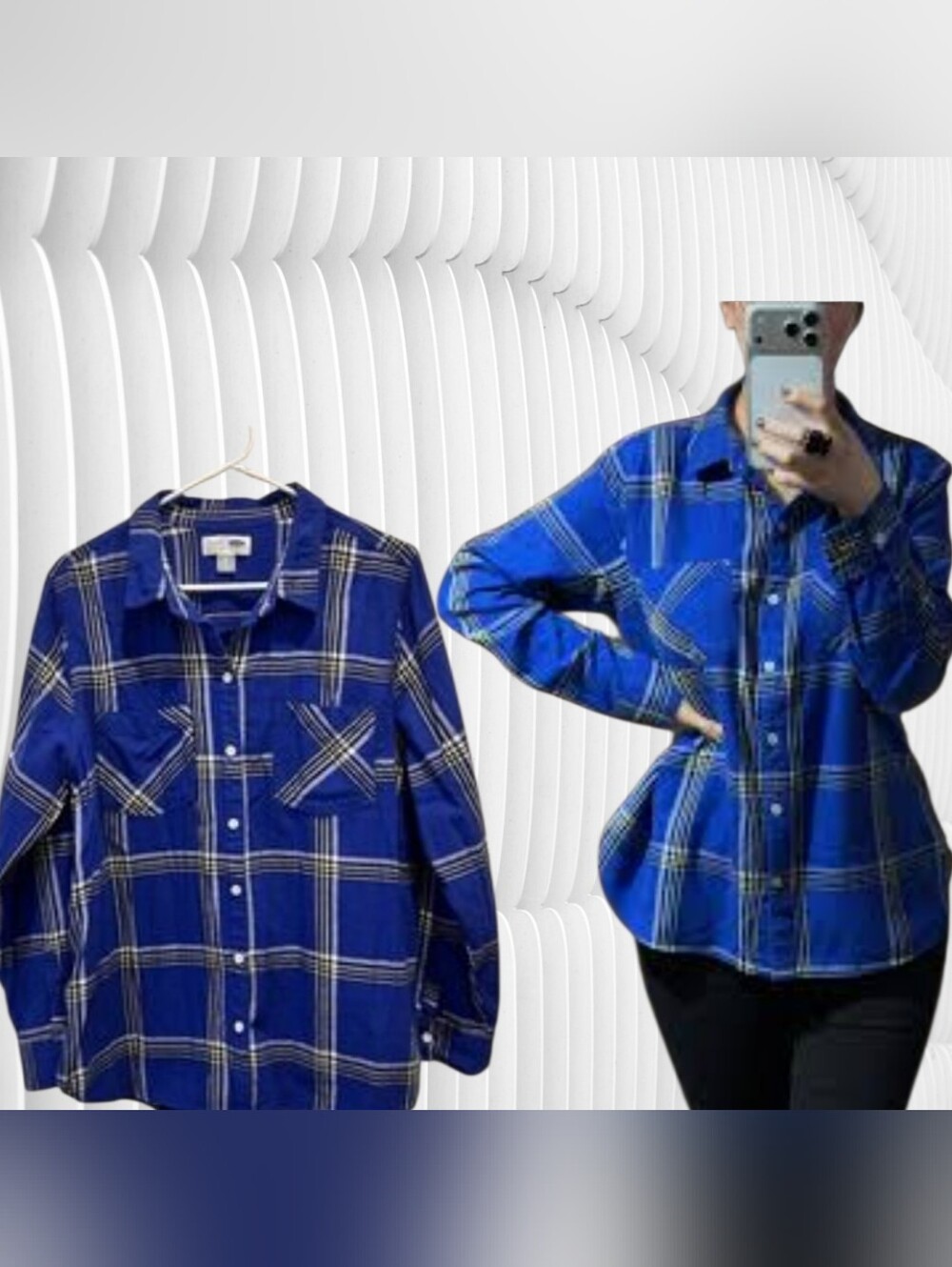Old Navy Blue Plaid Button-Down Shirt